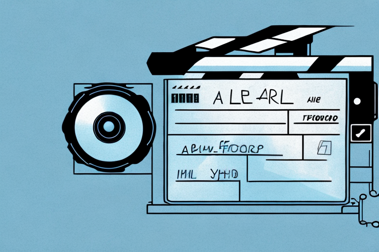 A 4k camera with a film reel and a clapperboard