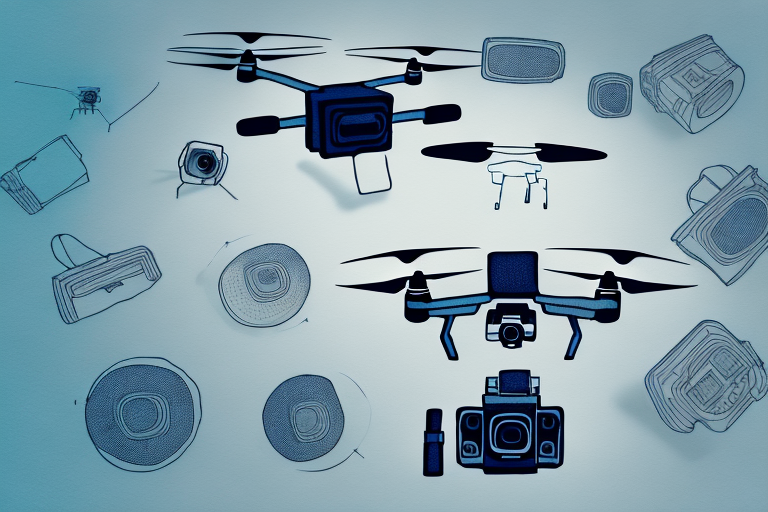A drone with a camera and a selection of filters