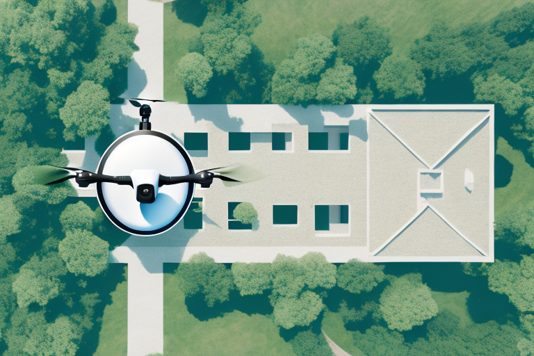 A drone taking aerial photos of a wedding venue