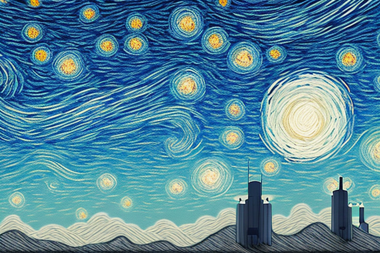 A drone flying in front of a starry night sky