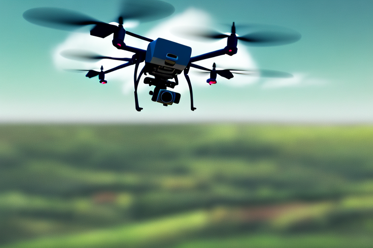 A drone flying over a landscape with a unique foreground element in the shot
