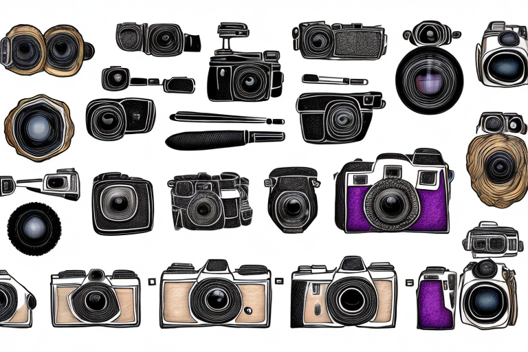 A variety of cameras with different lenses