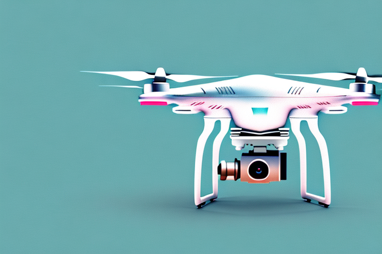 A drone taking a photograph of a landscape with a soft and a bold color palette