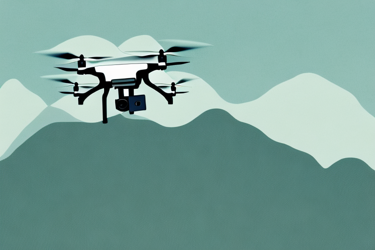 A drone flying over a mountainous landscape