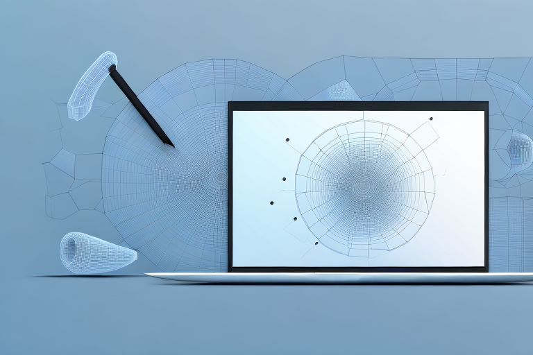 A laptop with 3d modeling tools and features