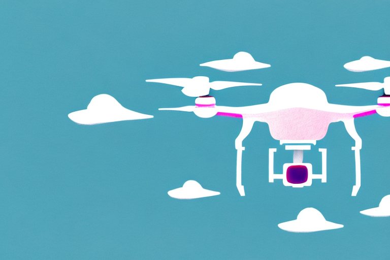 A colorful drone flying in the sky