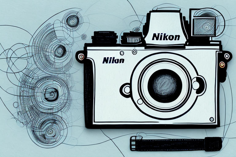 A nikon camera with its features highlighted