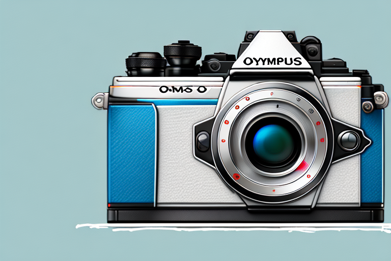 An olympus om-d e-m1 mark ii camera with a lens attached