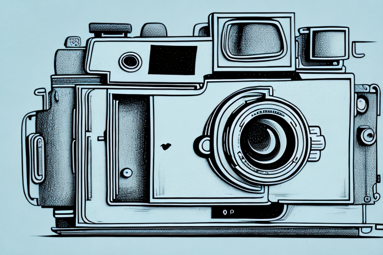 A medium format camera with all its features and components