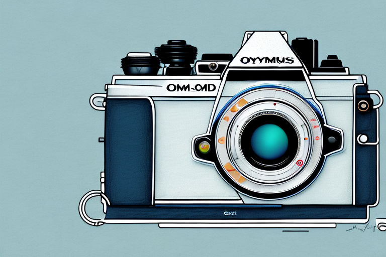 An olympus om-d e-m5 mark iii camera with a lens attached