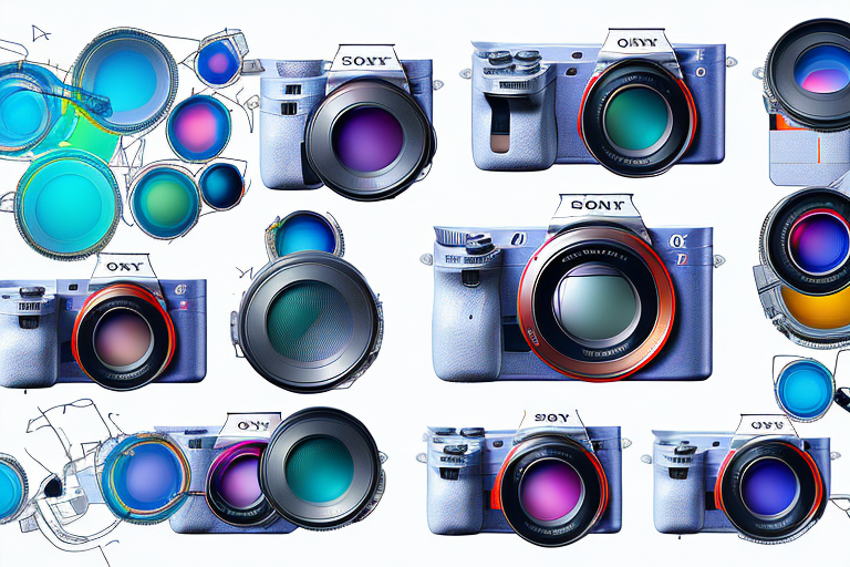 A sony a7r iii camera with a selection of different lenses