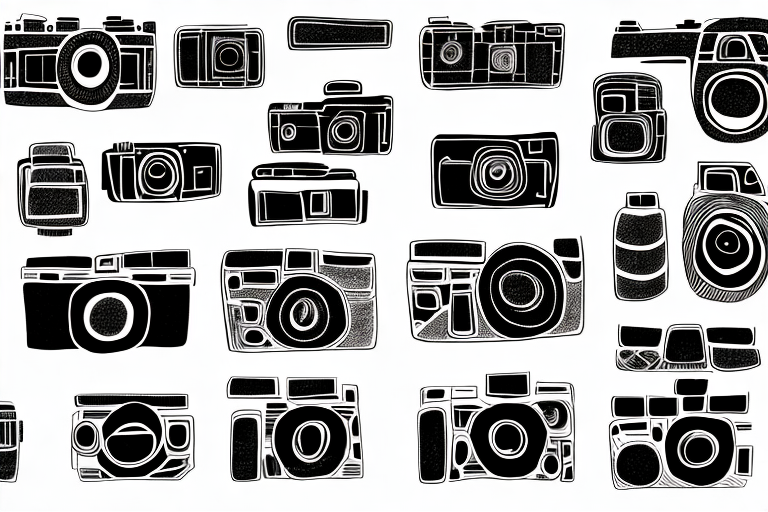 A variety of cameras with their features highlighted