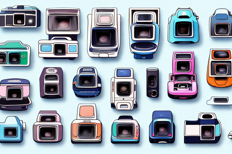 A selection of instant cameras in different colors and styles
