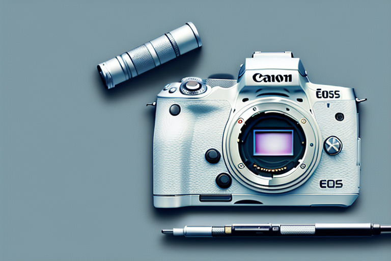 A canon eos m50 camera with its features highlighted