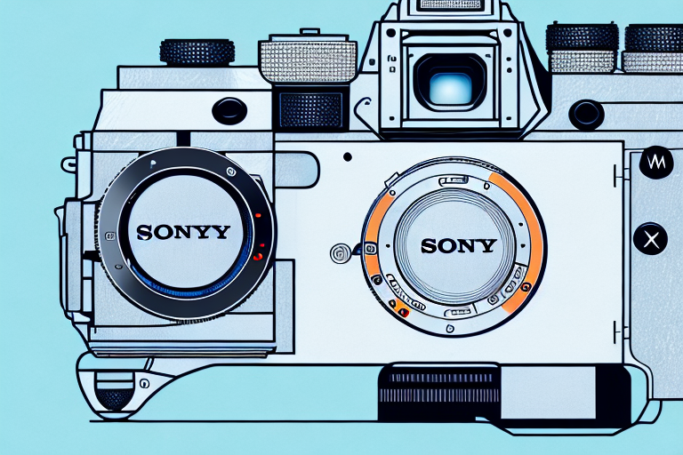 A sony a7iii camera with a prime lens attached