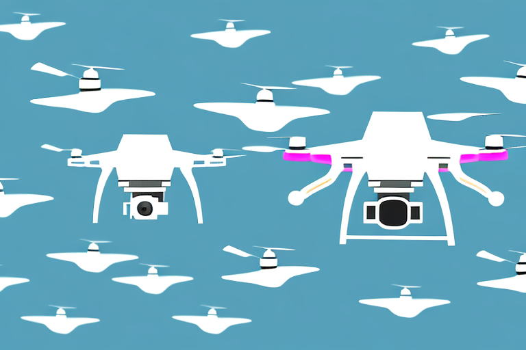 A variety of drones flying in the sky