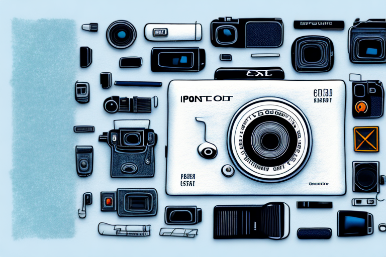 A point and shoot camera with details of its features