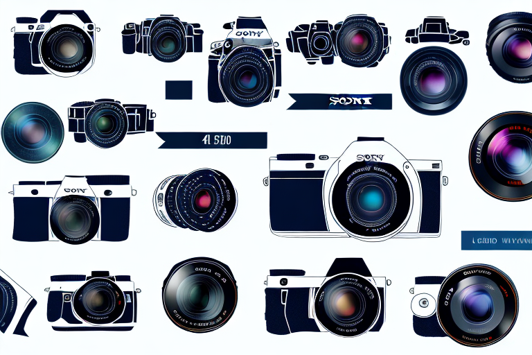 A camera with a selection of lenses