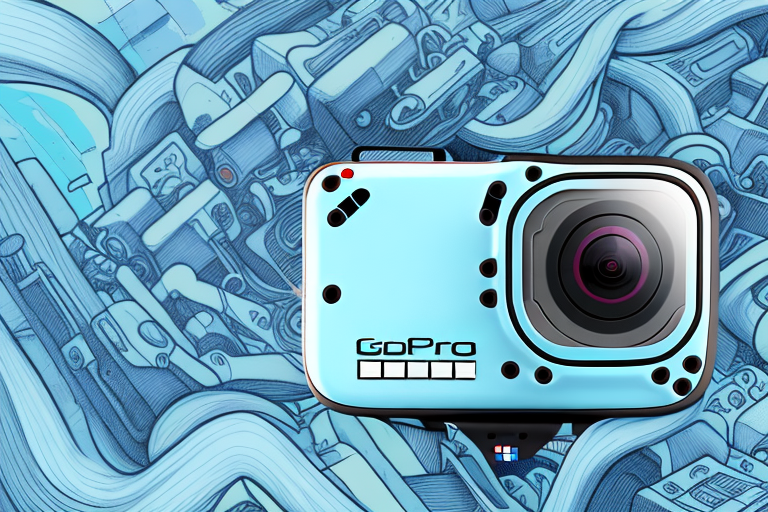 A gopro hero 9 camera with an sd card inserted