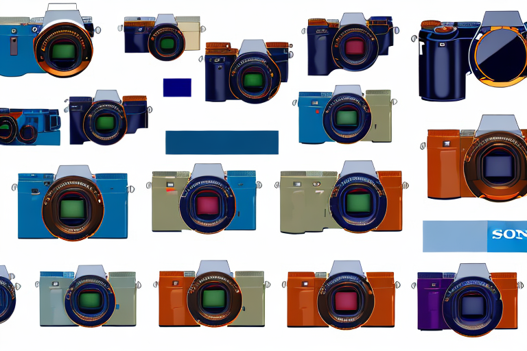 A selection of sony cameras in a variety of colors and angles