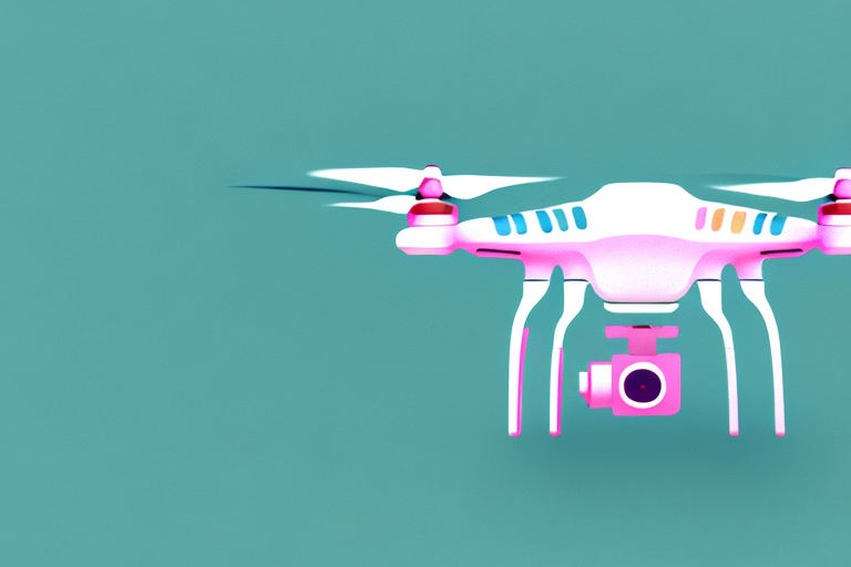 A colorful drone flying in a vibrant outdoor environment