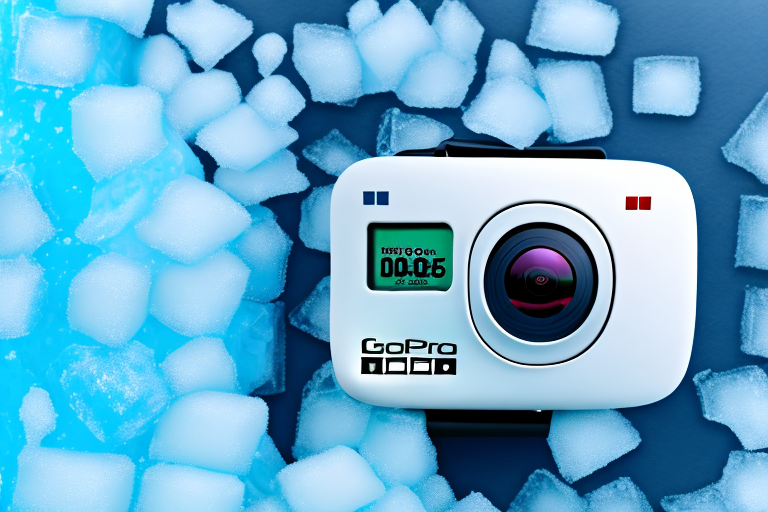 A gopro camera being frozen in a block of ice