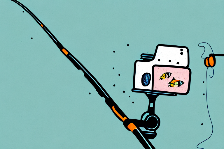 A person fishing with a gopro camera attached to their fishing rod
