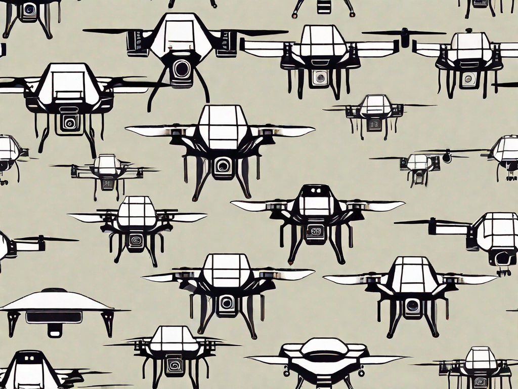 A few high-quality drones flying in the sky