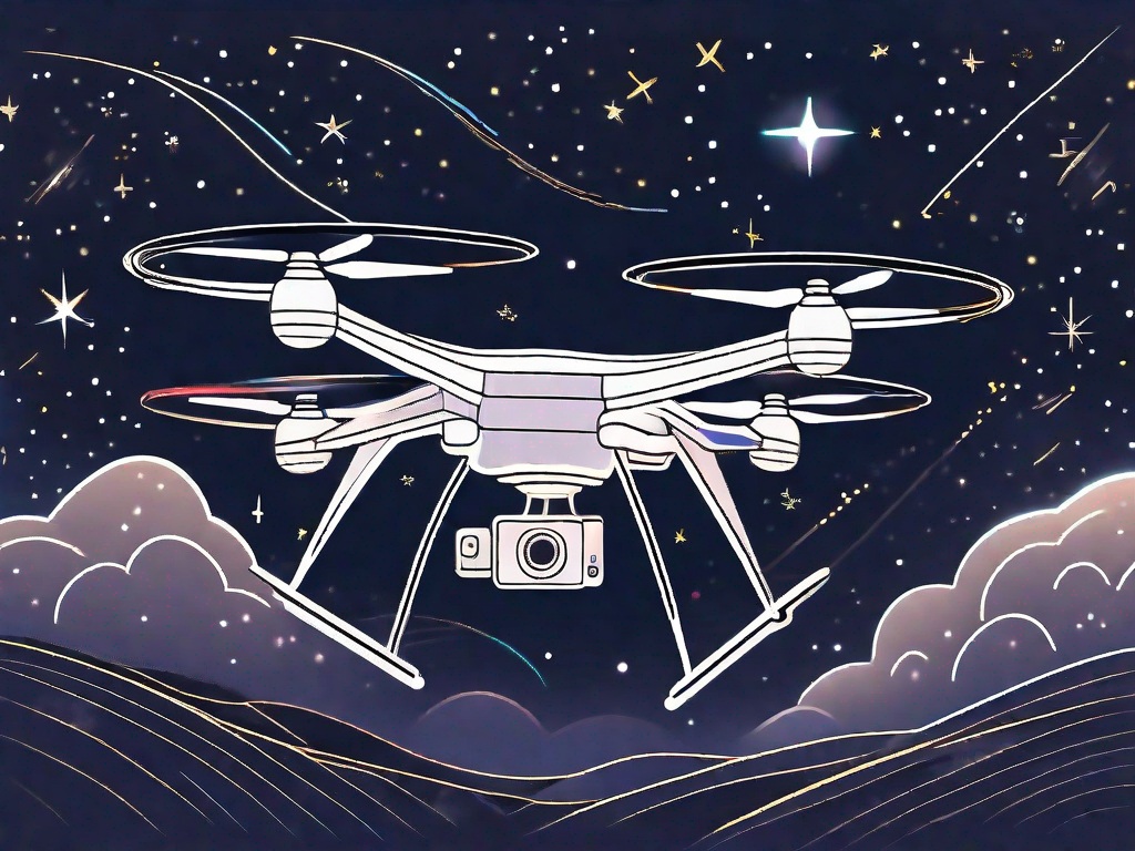 A high-tech drone equipped with bright led lights