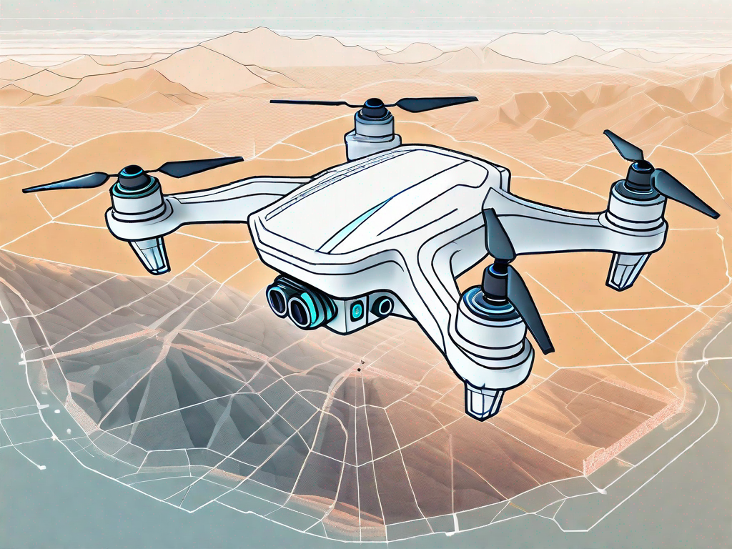 A high-tech drone soaring above a picturesque landscape