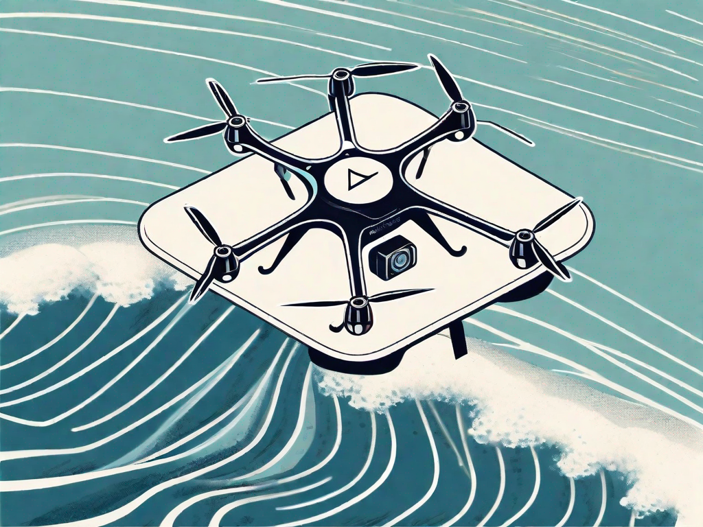 A high-tech drone hovering above ocean waves