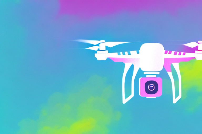 A drone flying in a colorful sky