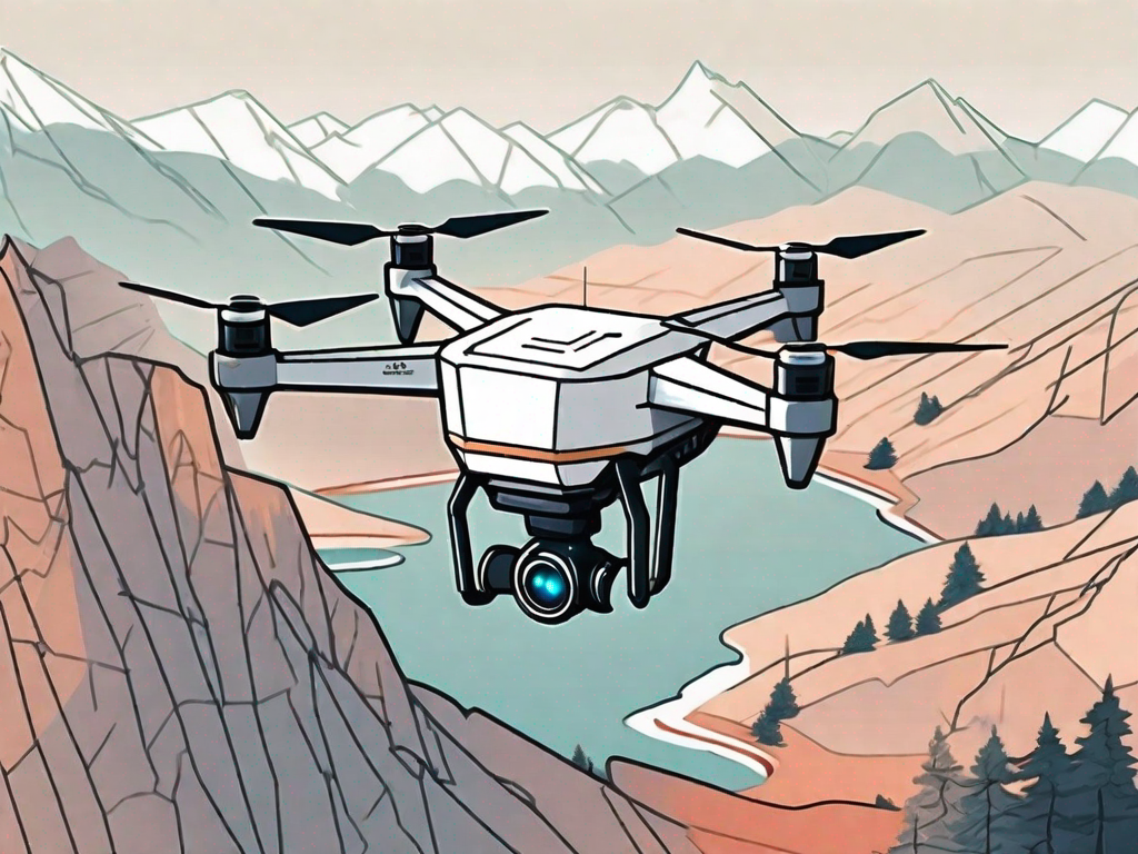 A high-tech gps drone flying over a scenic landscape