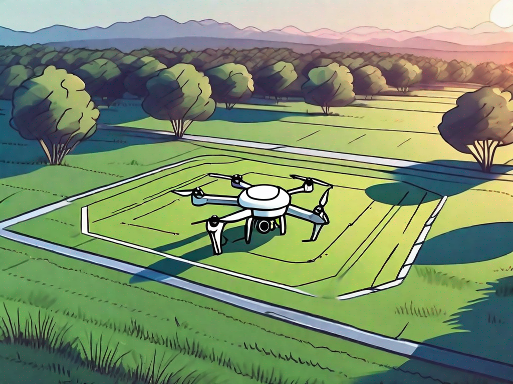 A top-view of a drone landing on a high-quality