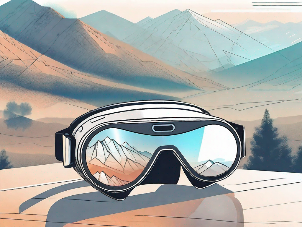 A pair of high-tech drone goggles resting on a sleek