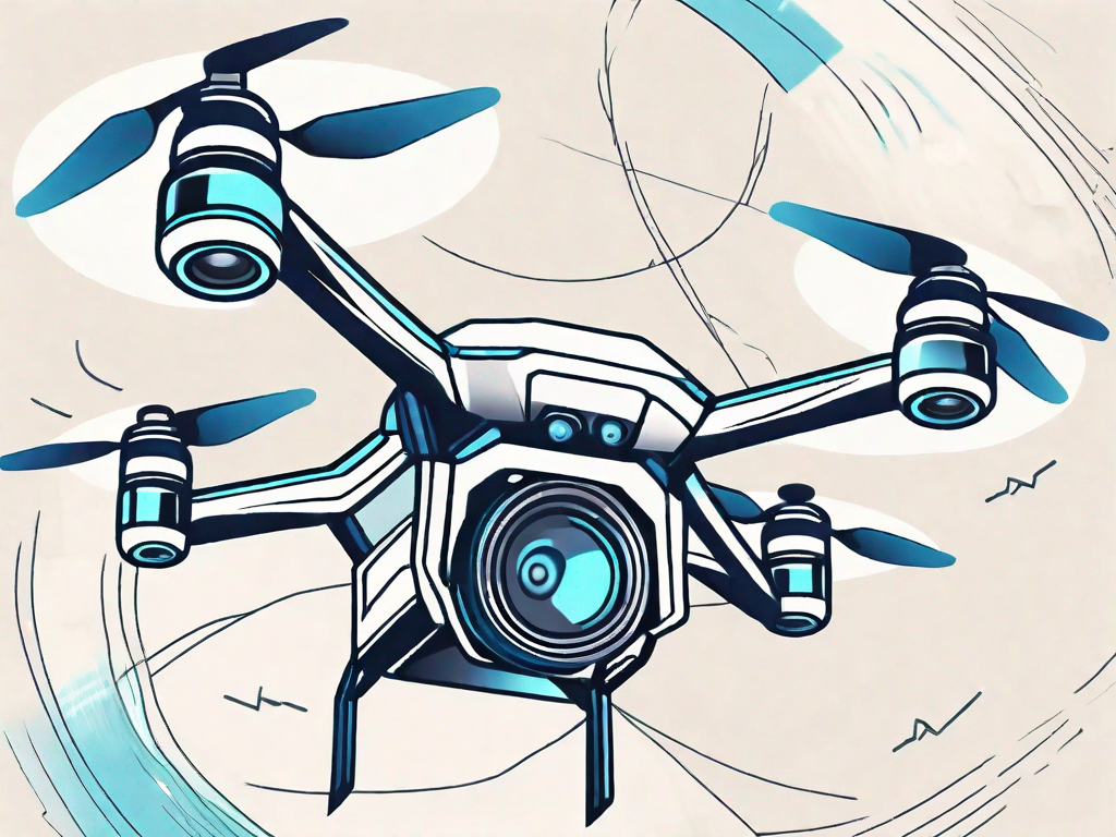 A high-tech camera drone flying in the sky