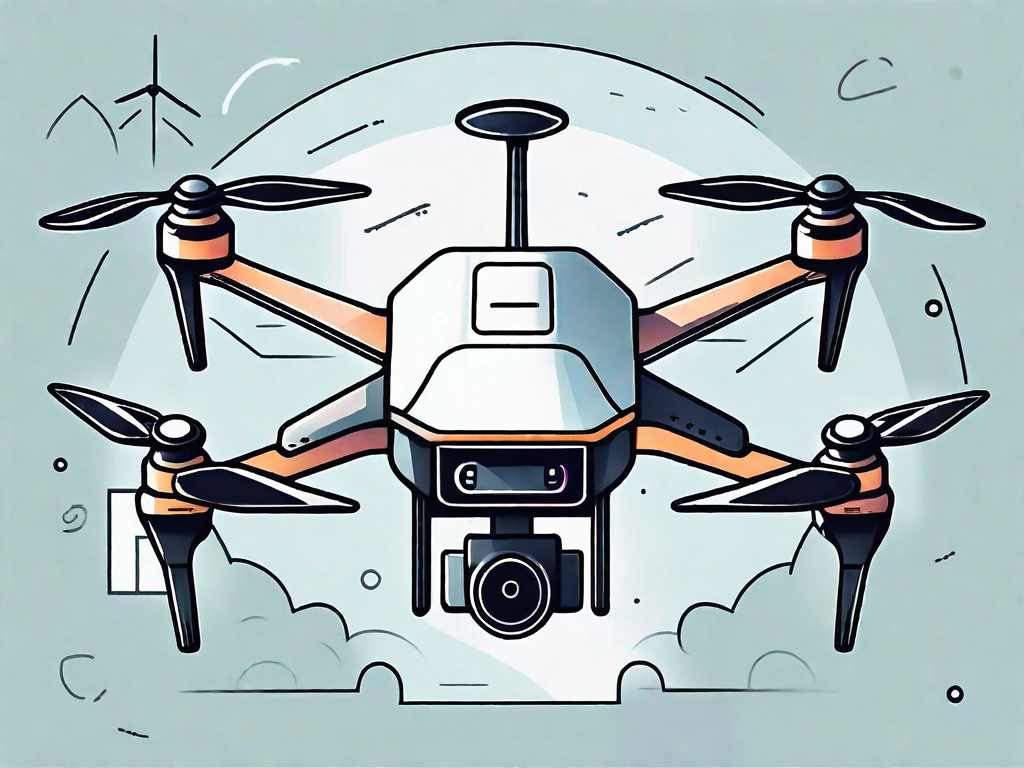 A high-tech drone soaring in the sky with a price tag showing "$400" attached to it