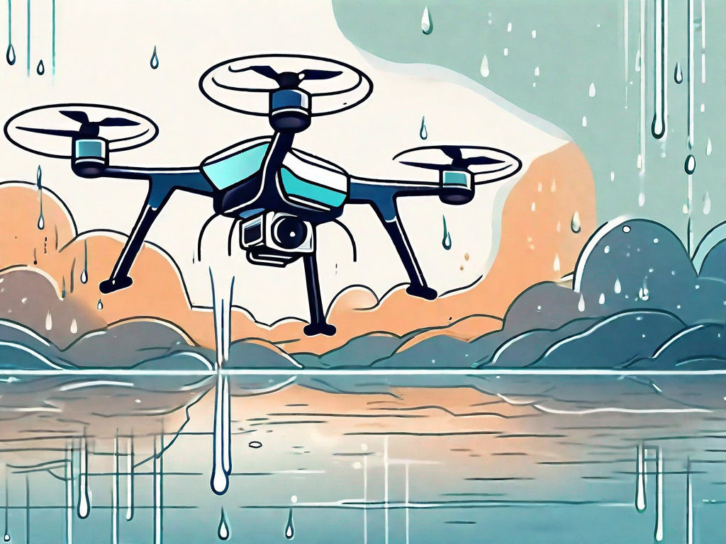 A high-tech drone soaring above a body of water