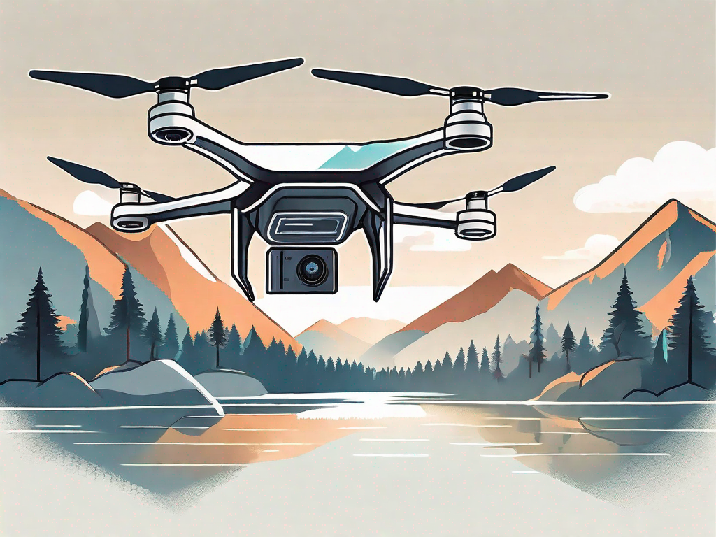A high-quality drone flying over a scenic landscape