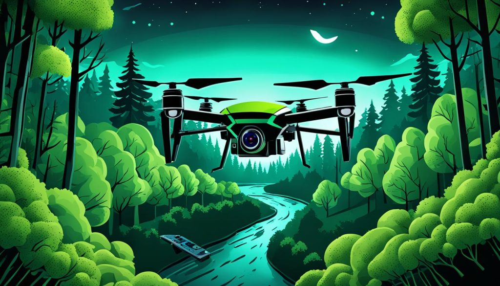 Night vision drone for forestry surveillance